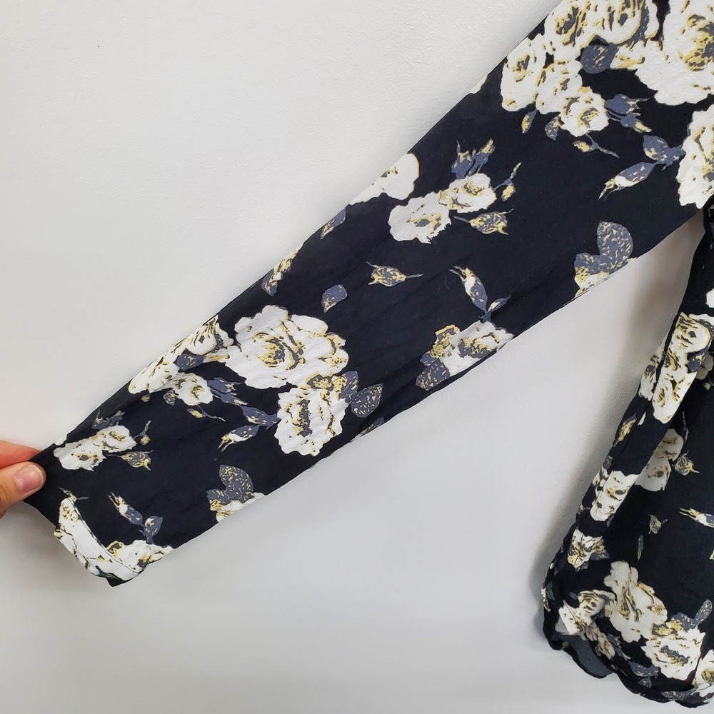 Daniel Rainn Floral‎ Chiffon Blouse Sheer Lightweight Long Sleeve Work Office M - Picture 11 of 14